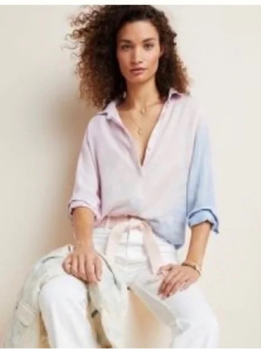 Anthropologie Ombre Button-Down Shirt in Pink and Light Blue